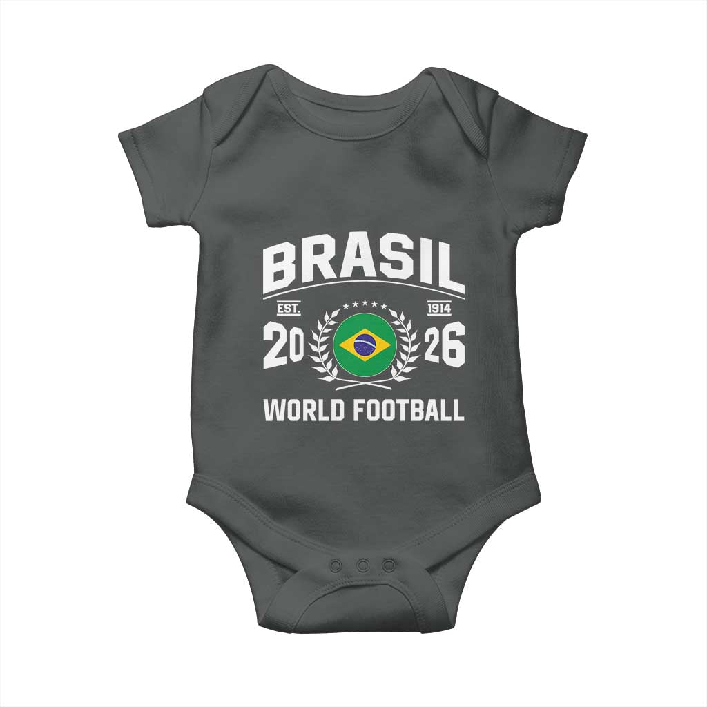 Brasil Flag Brazil Soccer Football Fan Baby Onesie TS14 Dark Heather Print Your Wear