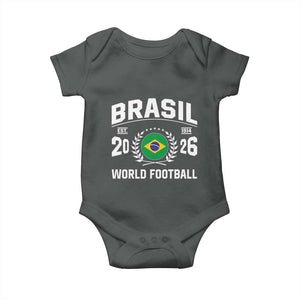 Brasil Flag Brazil Soccer Football Fan Baby Onesie TS14 Dark Heather Print Your Wear