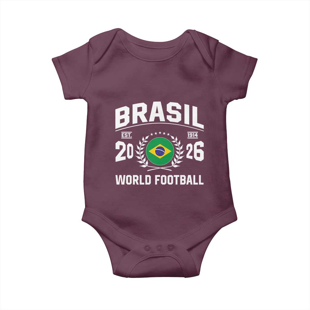 Brasil Flag Brazil Soccer Football Fan Baby Onesie TS14 Maroon Print Your Wear