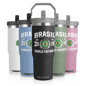 Brasil Flag Brazil Soccer Football Fan Flip Straw Tumbler TS14 Print Your Wear