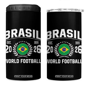 Brasil Flag Brazil Soccer Football Fan 4 in 1 Can Cooler Tumbler TS14 One Size: 16 oz Black Print Your Wear