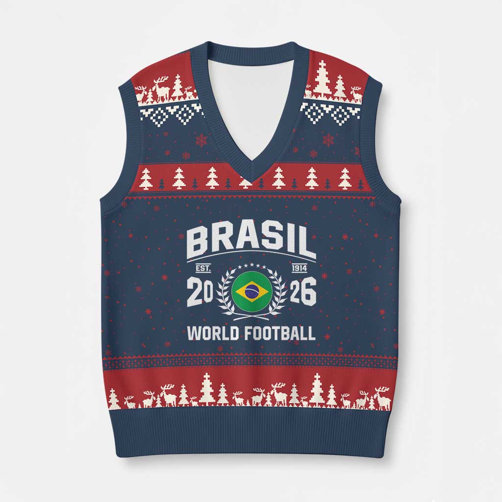 Brasil Flag Brazil Soccer Football Fan V-Neck Knit Sweater Vest TS14 Navy Red Print Your Wear