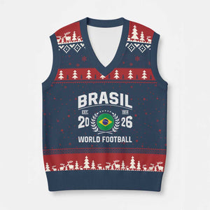 Brasil Flag Brazil Soccer Football Fan V-Neck Knit Sweater Vest TS14 Navy Red Print Your Wear