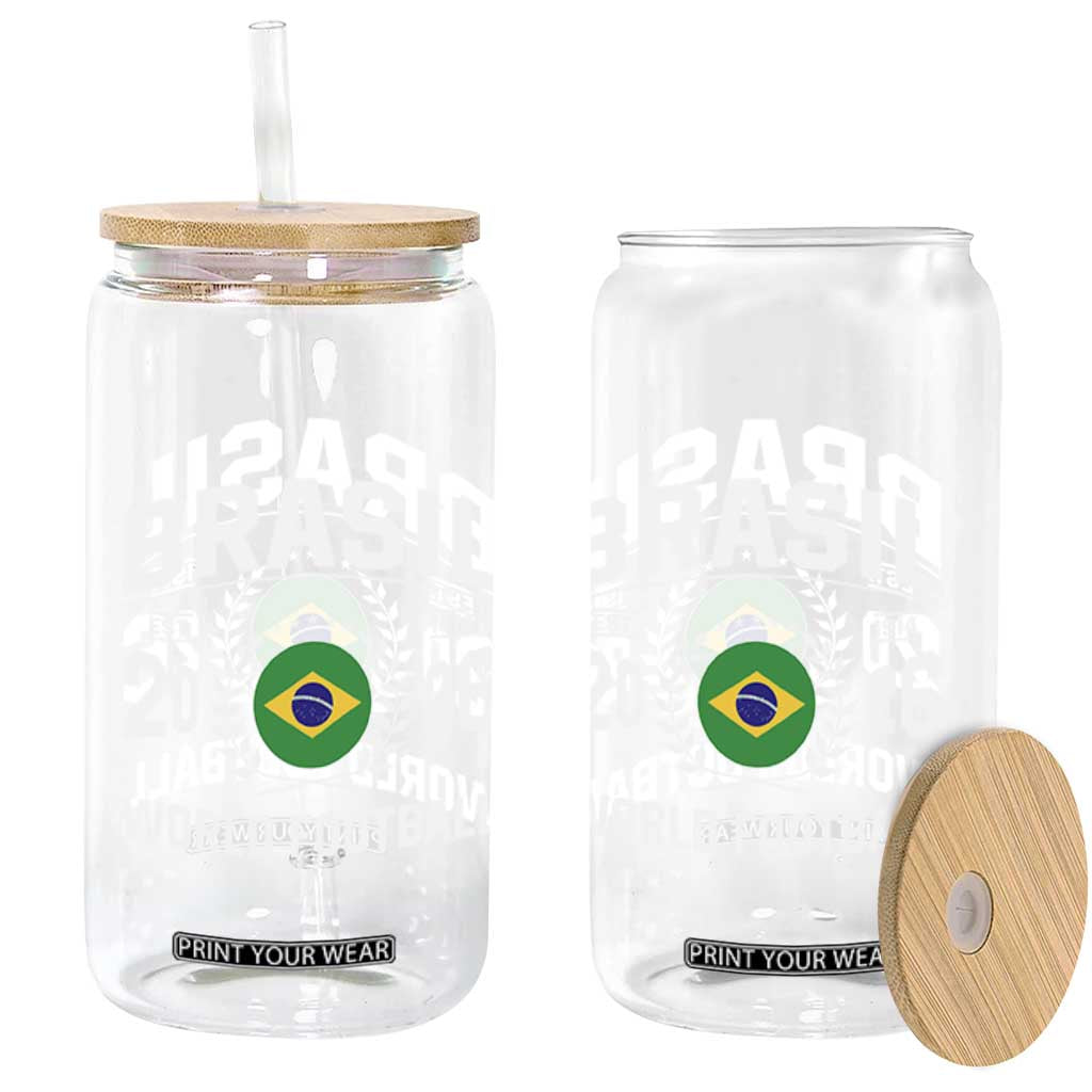Brasil Flag Brazil Soccer Football Fan Glass Can TS14 Print Your Wear