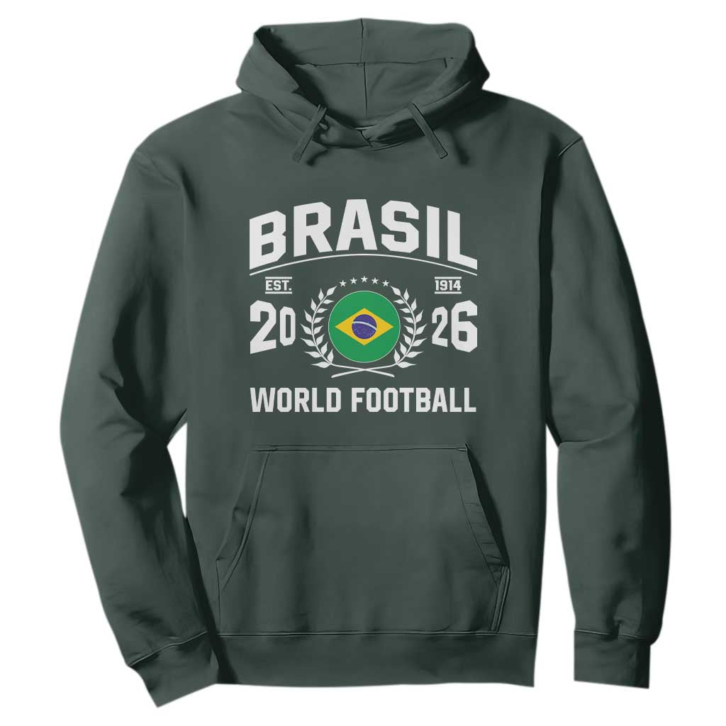 Brasil Flag Brazil Soccer Football Fan Hoodie TS14 Dark Forest Green Print Your Wear