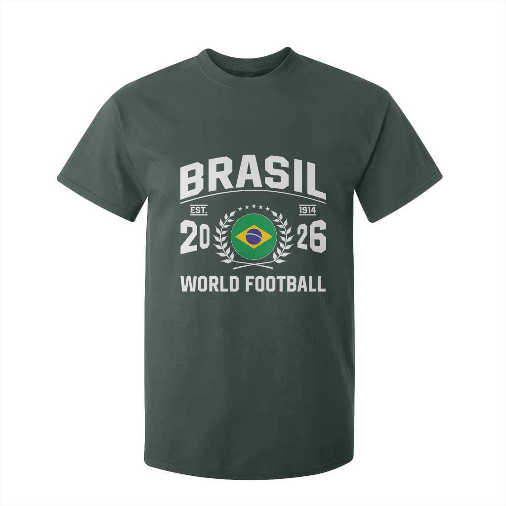 Brasil Flag Brazil Soccer Football Fan T Shirt For Kid TS14 Dark Forest Green Print Your Wear