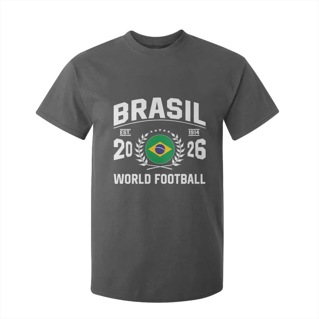 Brasil Flag Brazil Soccer Football Fan T Shirt For Kid TS14 Dark Heather Print Your Wear