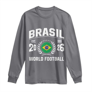 Brasil Flag Brazil Soccer Football Fan Long Sleeve Shirt TS14 Charcoal Print Your Wear