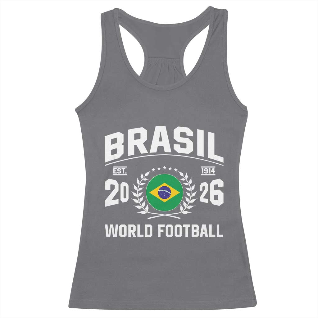 Brasil Flag Brazil Soccer Football Fan Racerback Tank Top TS14 Charcoal Print Your Wear
