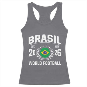 Brasil Flag Brazil Soccer Football Fan Racerback Tank Top TS14 Charcoal Print Your Wear