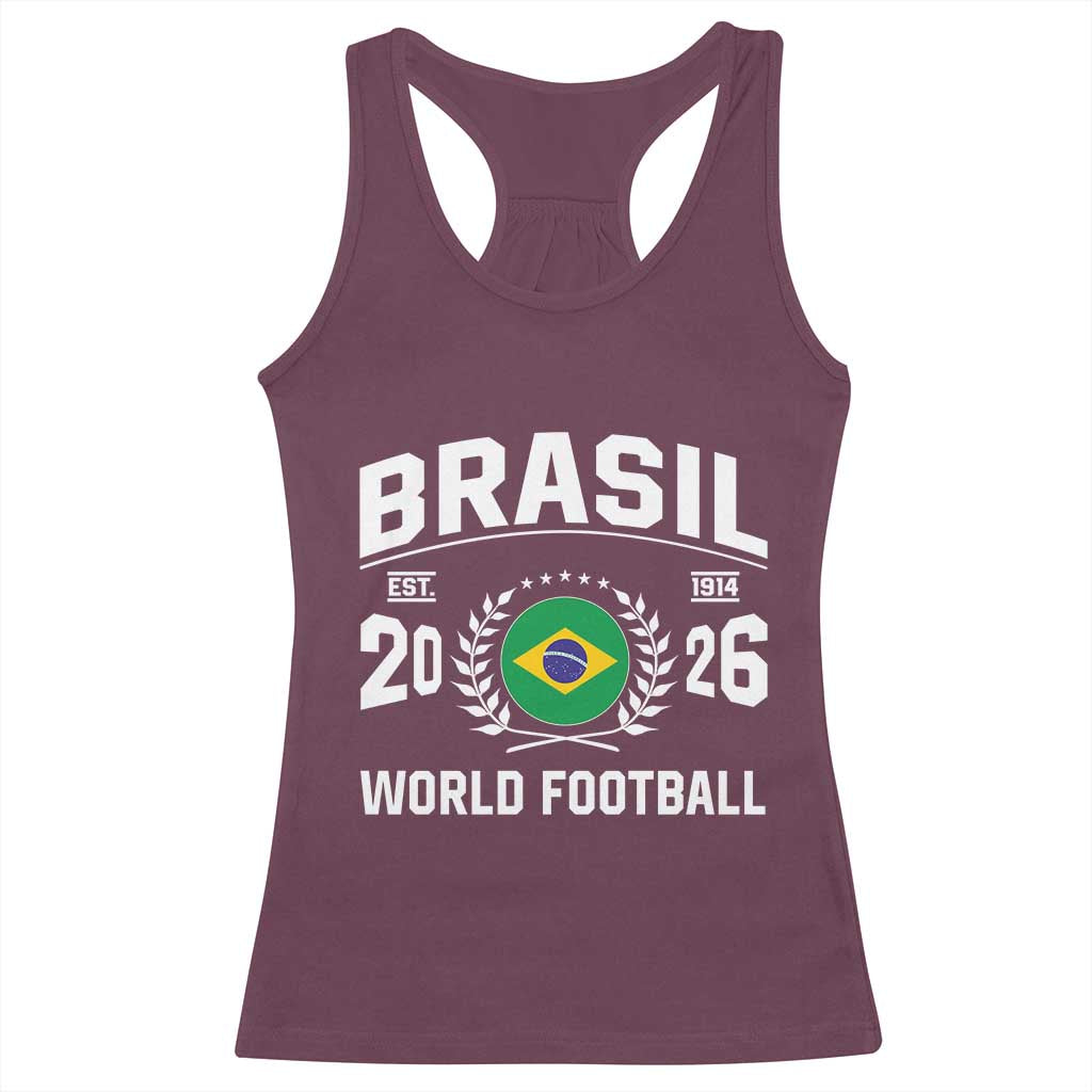 Brasil Flag Brazil Soccer Football Fan Racerback Tank Top TS14 Maroon Print Your Wear