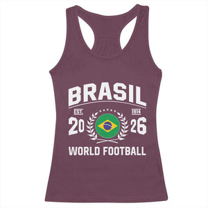Brasil Flag Brazil Soccer Football Fan Racerback Tank Top TS14 Maroon Print Your Wear