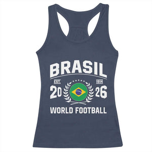 Brasil Flag Brazil Soccer Football Fan Racerback Tank Top TS14 Navy Print Your Wear