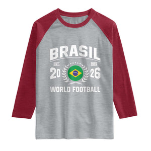Brasil Flag Brazil Soccer Football Fan Raglan Shirt TS14 Heather Gray Heather Red Print Your Wear