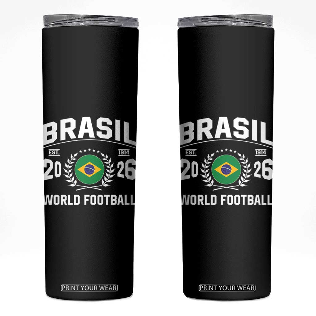 Brasil Flag Brazil Soccer Football Fan Skinny Tumbler TS14 Black Print Your Wear