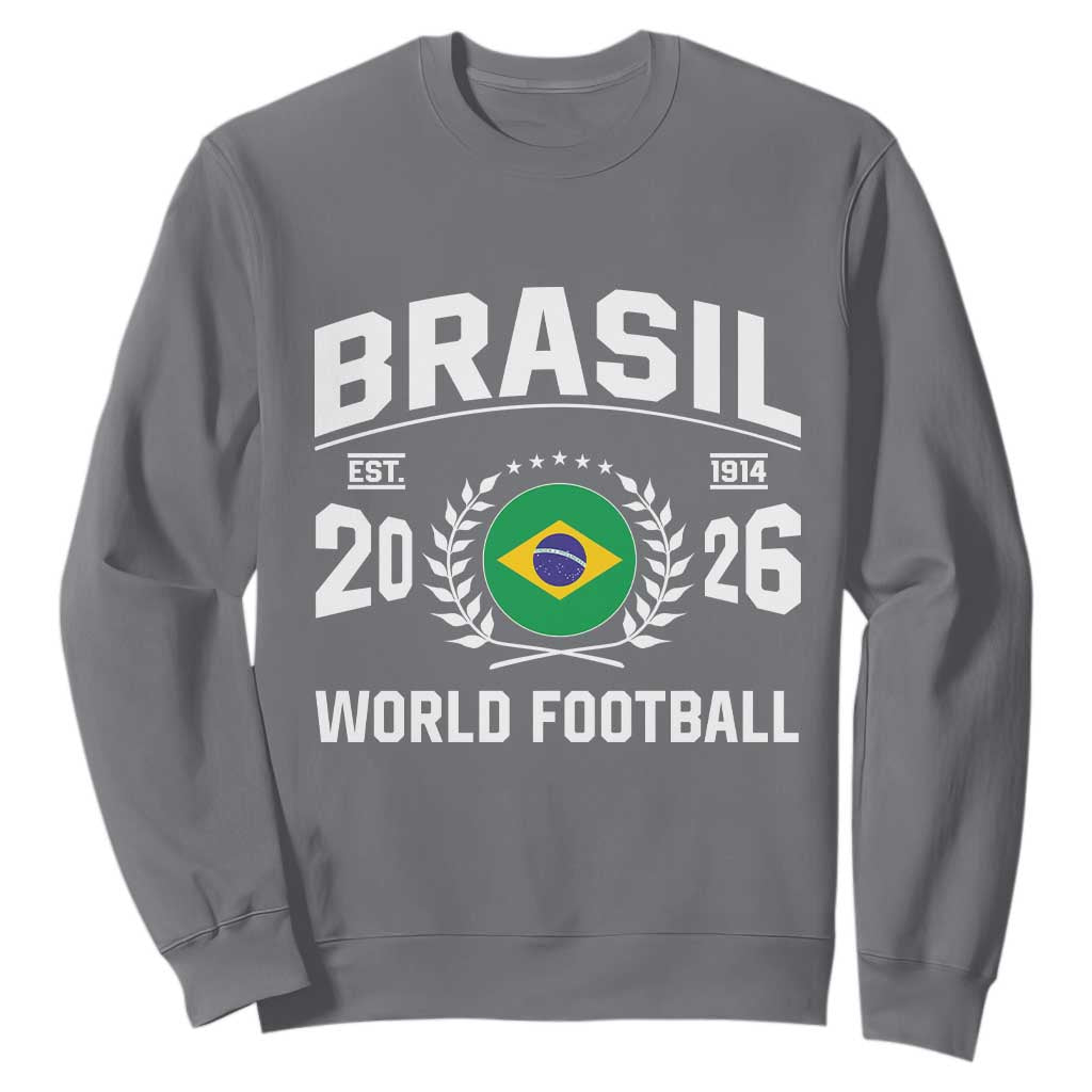 Brasil Flag Brazil Soccer Football Fan Sweatshirt TS14 Charcoal Print Your Wear