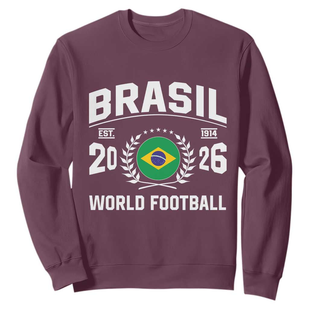 Brasil Flag Brazil Soccer Football Fan Sweatshirt TS14 S Maroon Print Your Wear