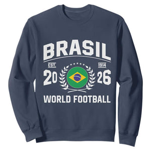 Brasil Flag Brazil Soccer Football Fan Sweatshirt TS14 Navy Print Your Wear