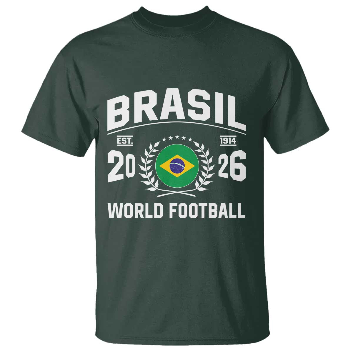 Brasil Flag Brazil Soccer Football Fan T Shirt TS14 Dark Forest Green Print Your Wear