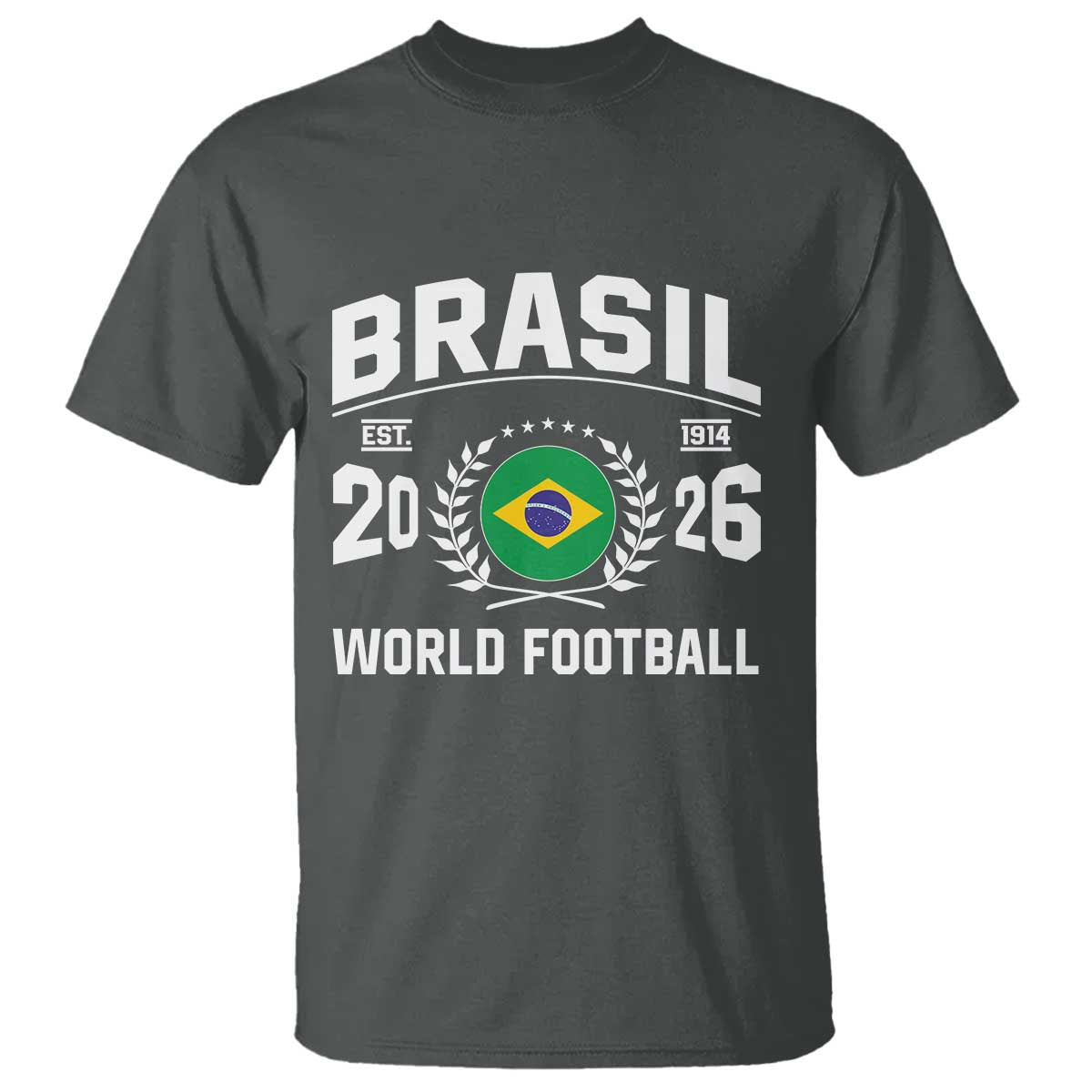 Brasil Flag Brazil Soccer Football Fan T Shirt TS14 Dark Heather Print Your Wear