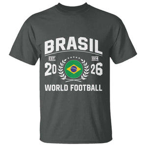 Brasil Flag Brazil Soccer Football Fan T Shirt TS14 Dark Heather Print Your Wear