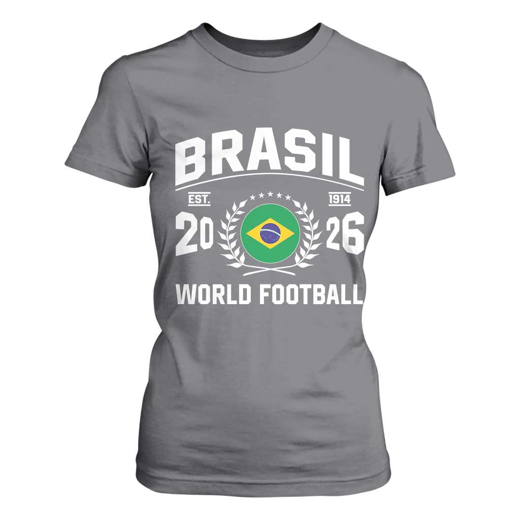 Brasil Flag Brazil Soccer Football Fan T Shirt For Women TS14 Charcoal Print Your Wear