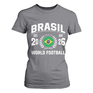Brasil Flag Brazil Soccer Football Fan T Shirt For Women TS14 Charcoal Print Your Wear