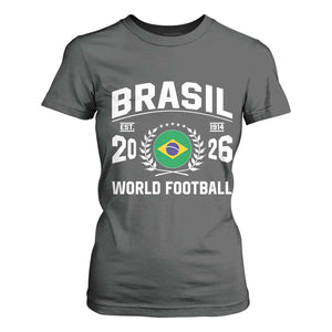 Brasil Flag Brazil Soccer Football Fan T Shirt For Women TS14 Dark Heather Print Your Wear