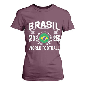 Brasil Flag Brazil Soccer Football Fan T Shirt For Women TS14 Maroon Print Your Wear