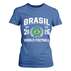 Brasil Flag Brazil Soccer Football Fan T Shirt For Women TS14 Royal Blue Print Your Wear