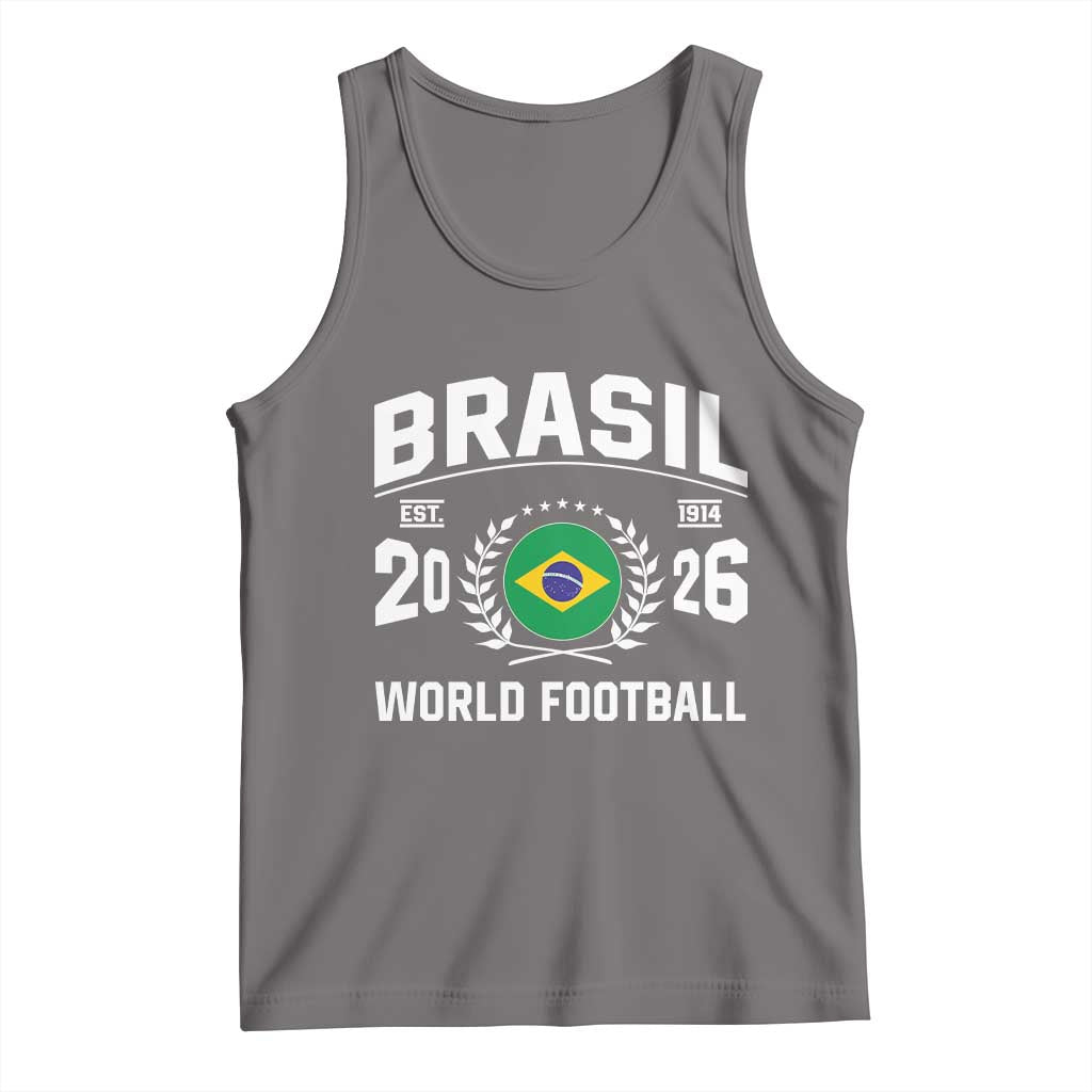 Brasil Flag Brazil Soccer Football Fan Tank Top TS14 Deep Heather Print Your Wear