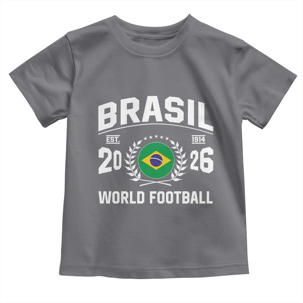 Brasil Flag Brazil Soccer Football Fan Toddler T Shirt TS14 Charcoal Print Your Wear