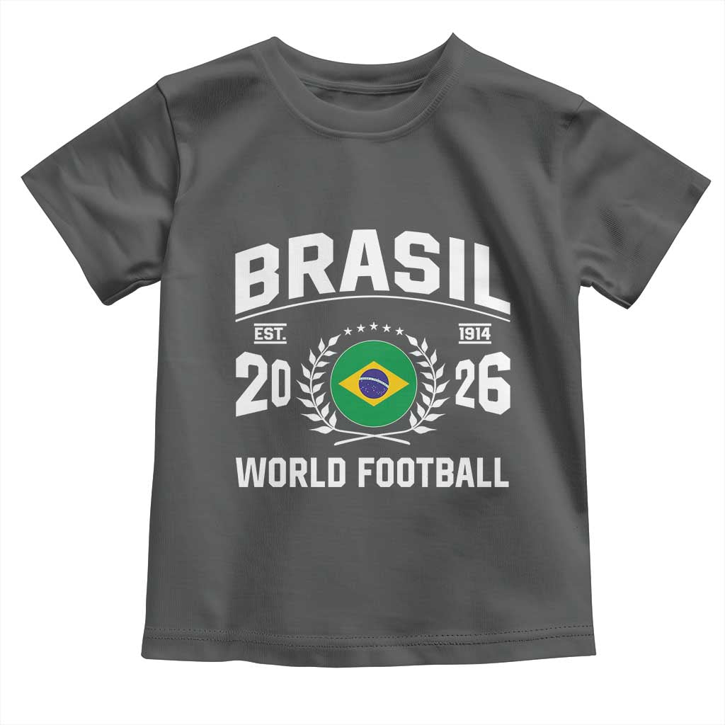 Brasil Flag Brazil Soccer Football Fan Toddler T Shirt TS14 Dark Heather Print Your Wear