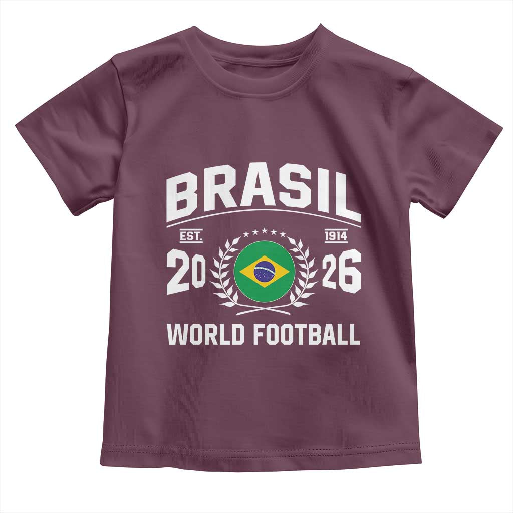 Brasil Flag Brazil Soccer Football Fan Toddler T Shirt TS14 Maroon Print Your Wear