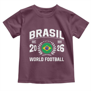 Brasil Flag Brazil Soccer Football Fan Toddler T Shirt TS14 Maroon Print Your Wear