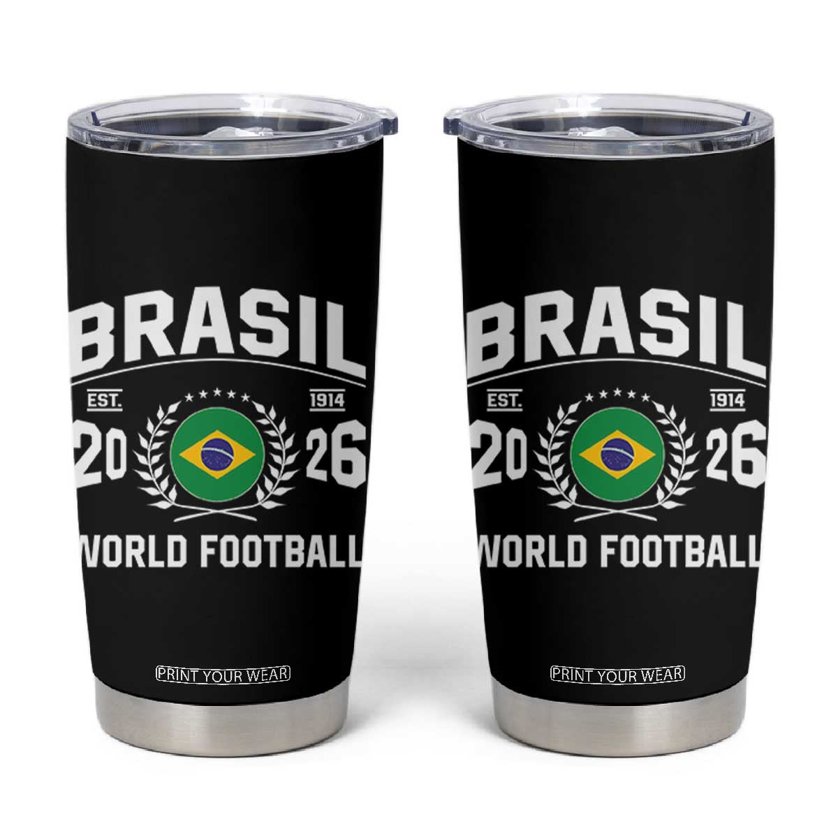 Brasil Flag Brazil Soccer Football Fan Tumbler Cup TS14 Black Print Your Wear