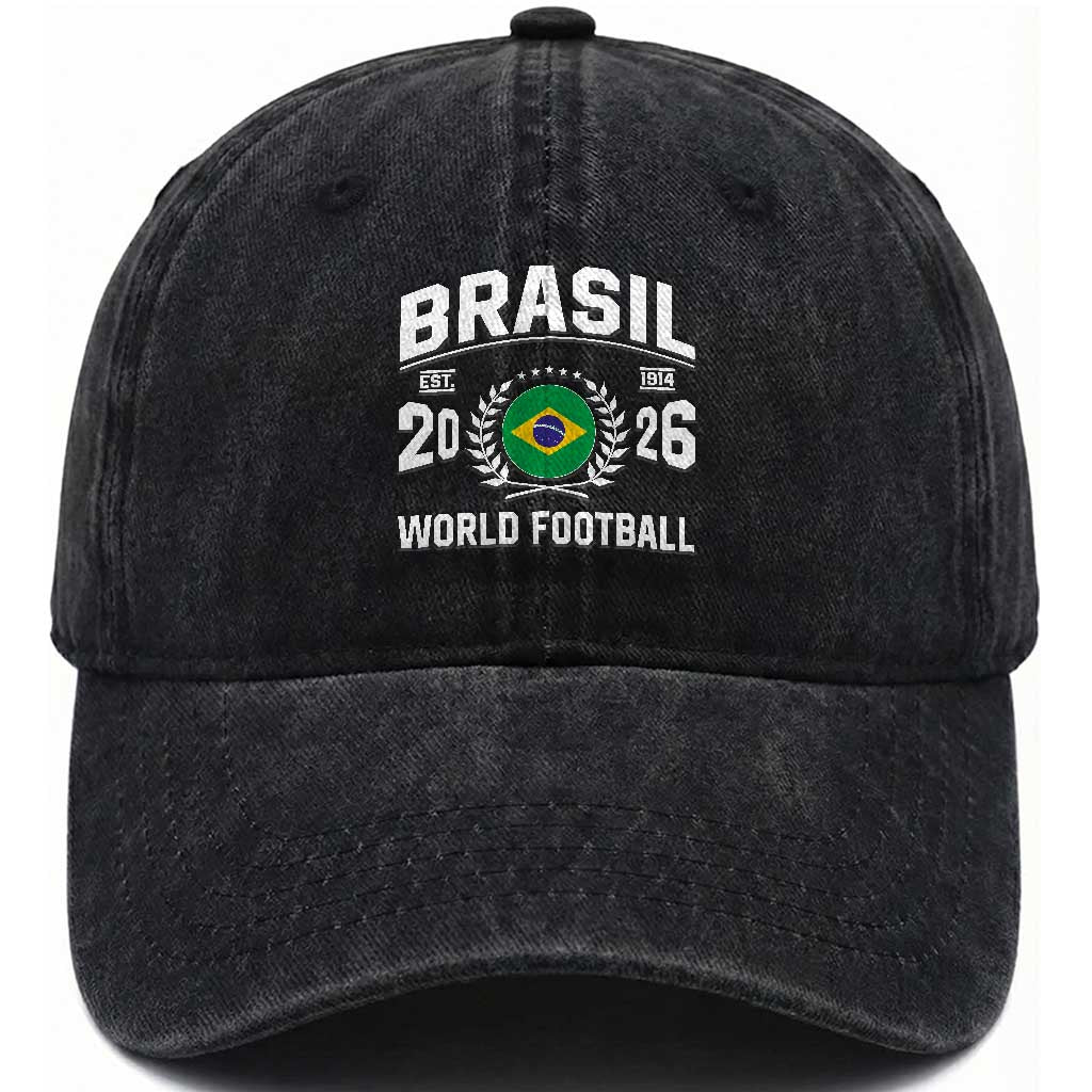 Brasil Flag Brazil Soccer Football Fan Washed Cotton Baseball Cap TS14 Print Your Wear