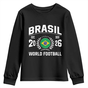 Brasil Flag Brazil Soccer Football Fan Youth Sweatshirt TS14 Black Print Your Wear