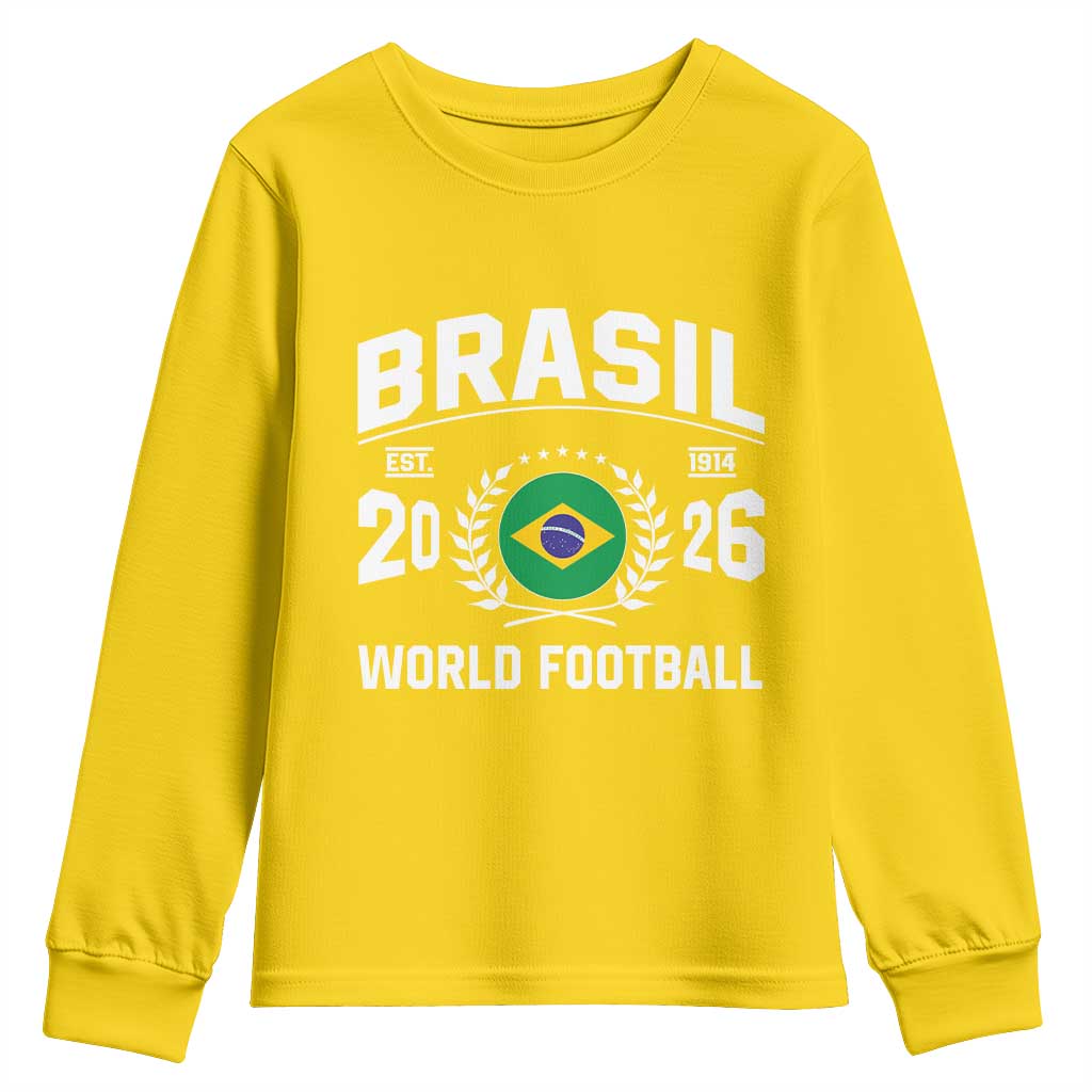 Brasil Flag Brazil Soccer Football Fan Youth Sweatshirt TS14 Daisy Print Your Wear