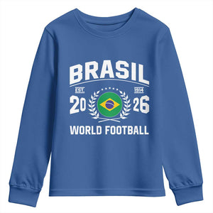 Brasil Flag Brazil Soccer Football Fan Youth Sweatshirt TS14 Royal Blue Print Your Wear