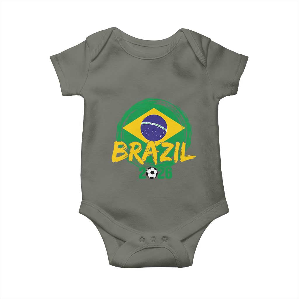 Brazil Soccer Fan Brasil Flag Baby Onesie Brazilian Football Game Day Supporter TS14 Military Green Print Your Wear
