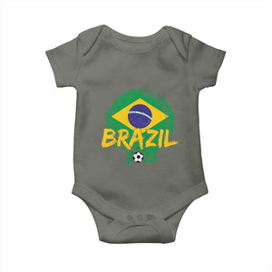 Brazil Soccer Fan Brasil Flag Baby Onesie Brazilian Football Game Day Supporter TS14 Military Green Print Your Wear