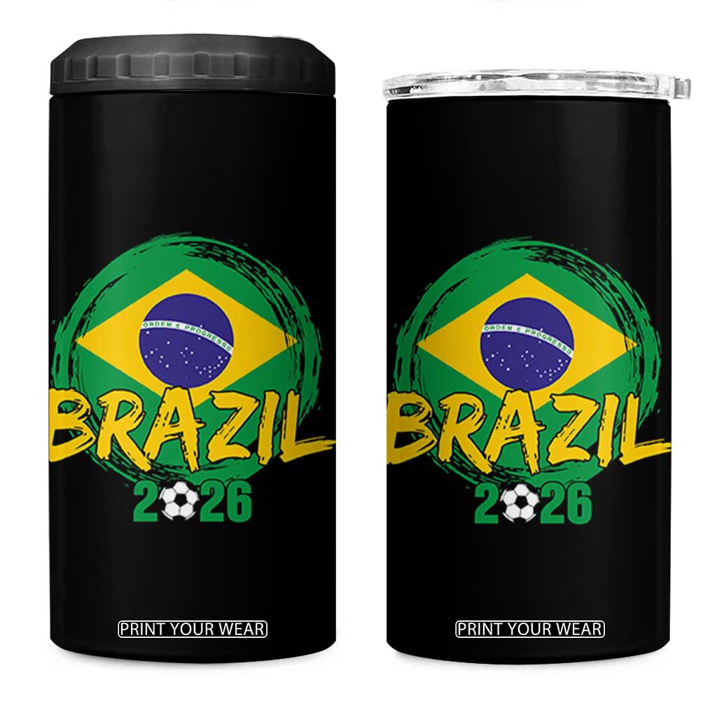 Brazil Soccer Fan Brasil Flag 4 in 1 Can Cooler Tumbler Brazilian Football Game Day Supporter TS14 One Size: 16 oz Black Print Your Wear