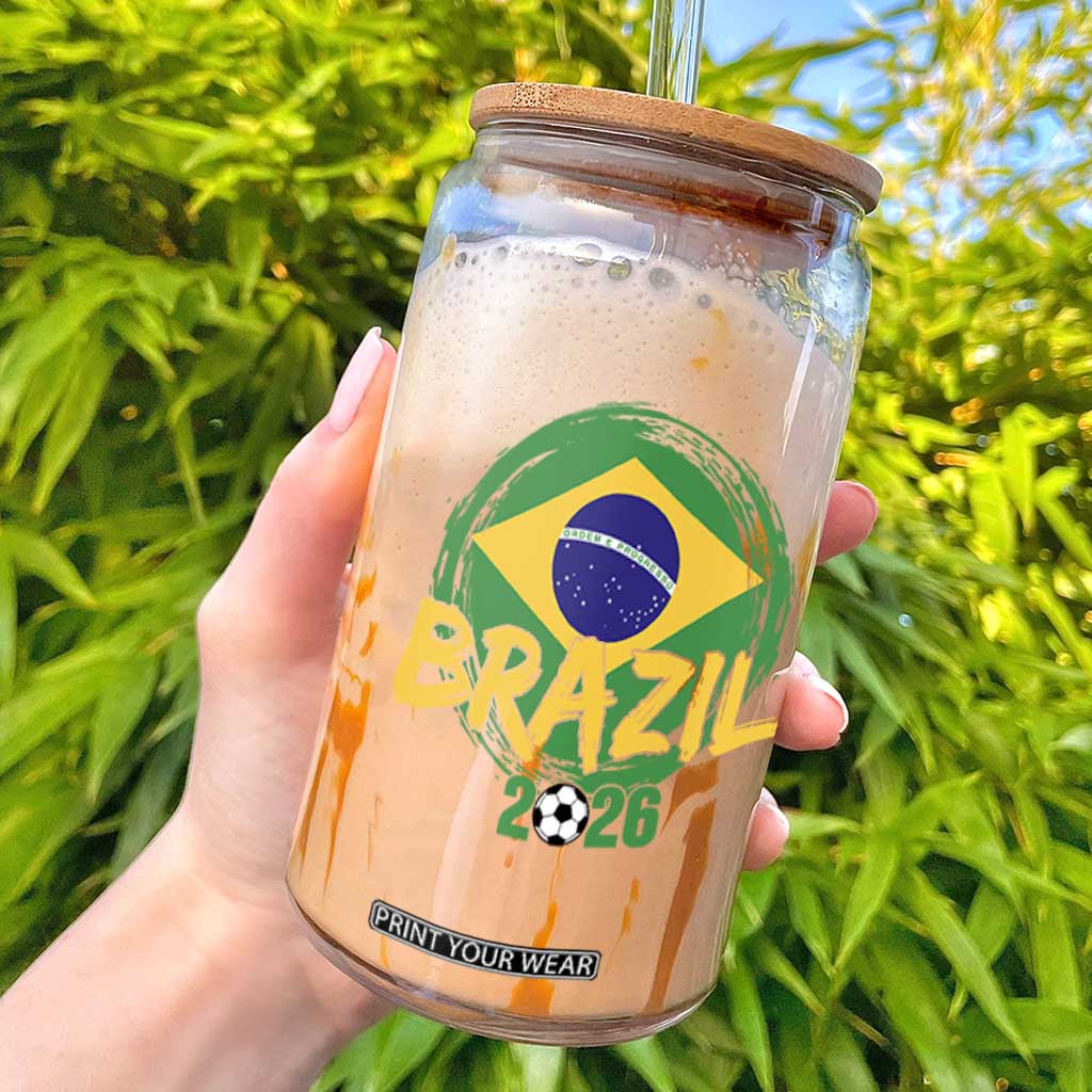 Brazil Soccer Fan Brasil Flag Glass Can Brazilian Football Game Day Supporter TS14 Black Print Your Wear