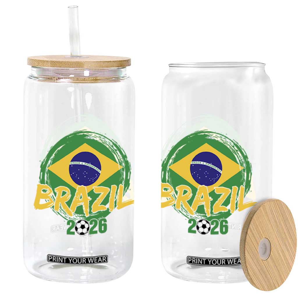 Brazil Soccer Fan Brasil Flag Glass Can Brazilian Football Game Day Supporter TS14 Print Your Wear