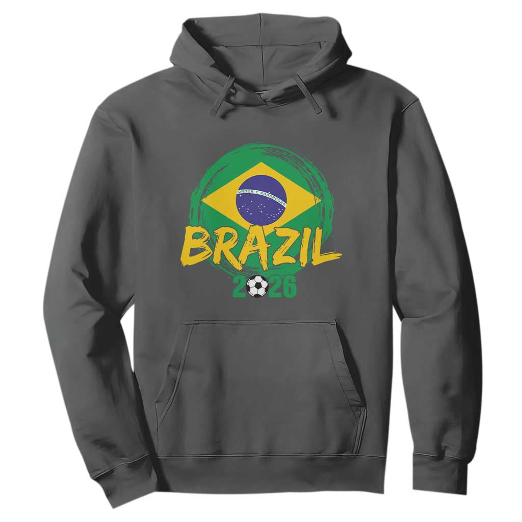 Brazil Soccer Fan Brasil Flag Hoodie Brazilian Football Game Day Supporter TS14 Dark Heather Print Your Wear