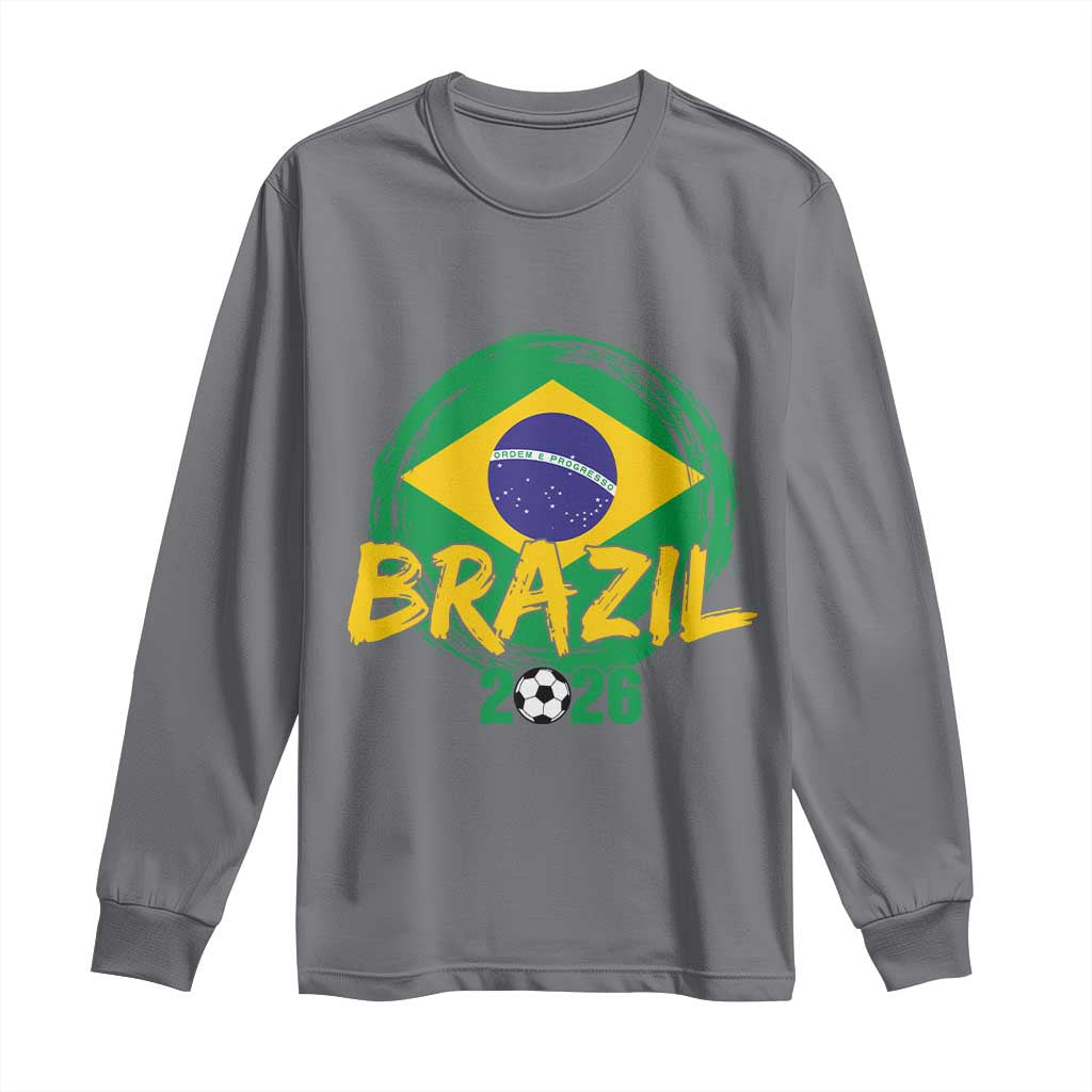 Brazil Soccer Fan Brasil Flag Long Sleeve Shirt Brazilian Football Game Day Supporter TS14 Charcoal Print Your Wear