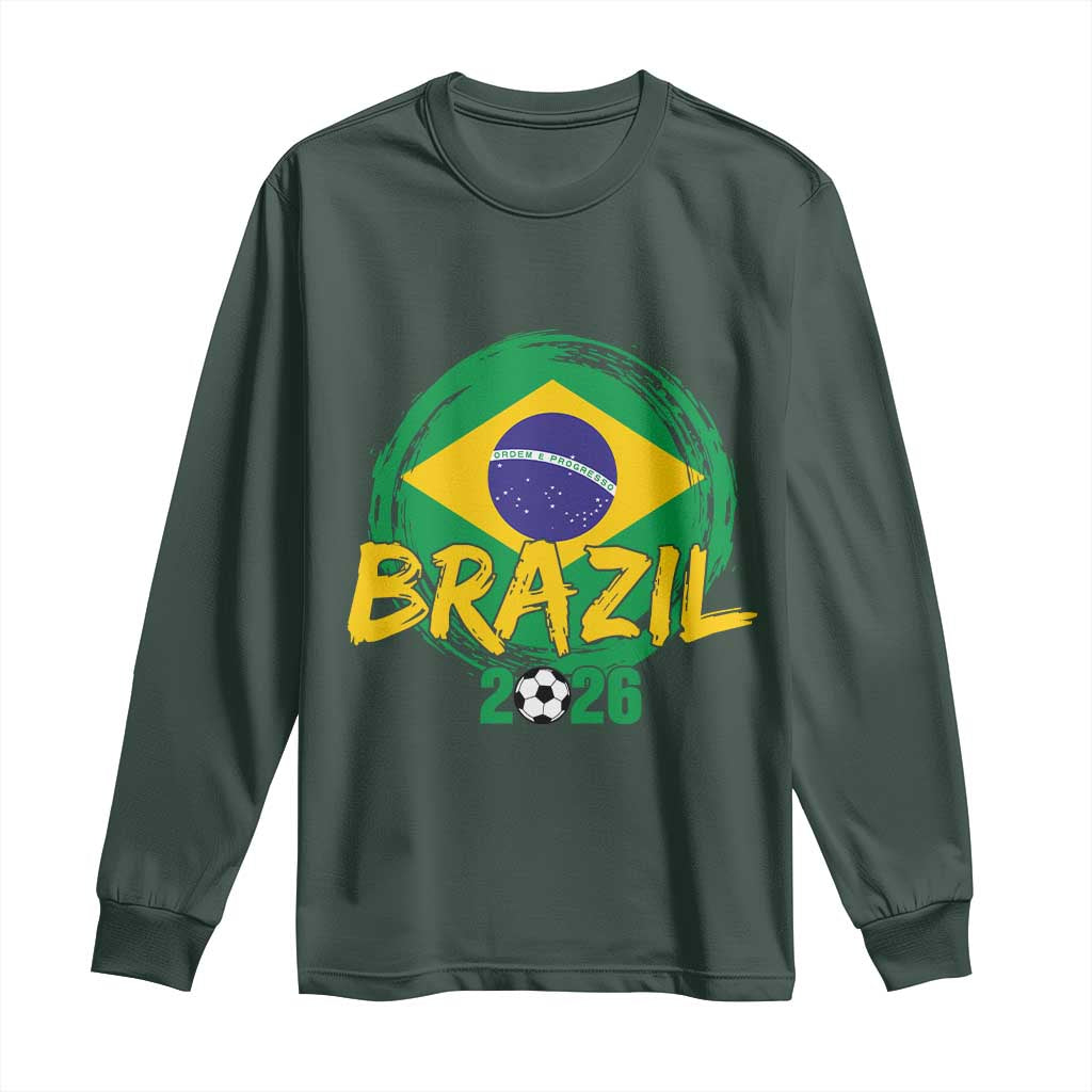 Brazil Soccer Fan Brasil Flag Long Sleeve Shirt Brazilian Football Game Day Supporter TS14 S Dark Forest Green Print Your Wear