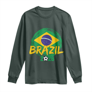 Brazil Soccer Fan Brasil Flag Long Sleeve Shirt Brazilian Football Game Day Supporter TS14 S Dark Forest Green Print Your Wear
