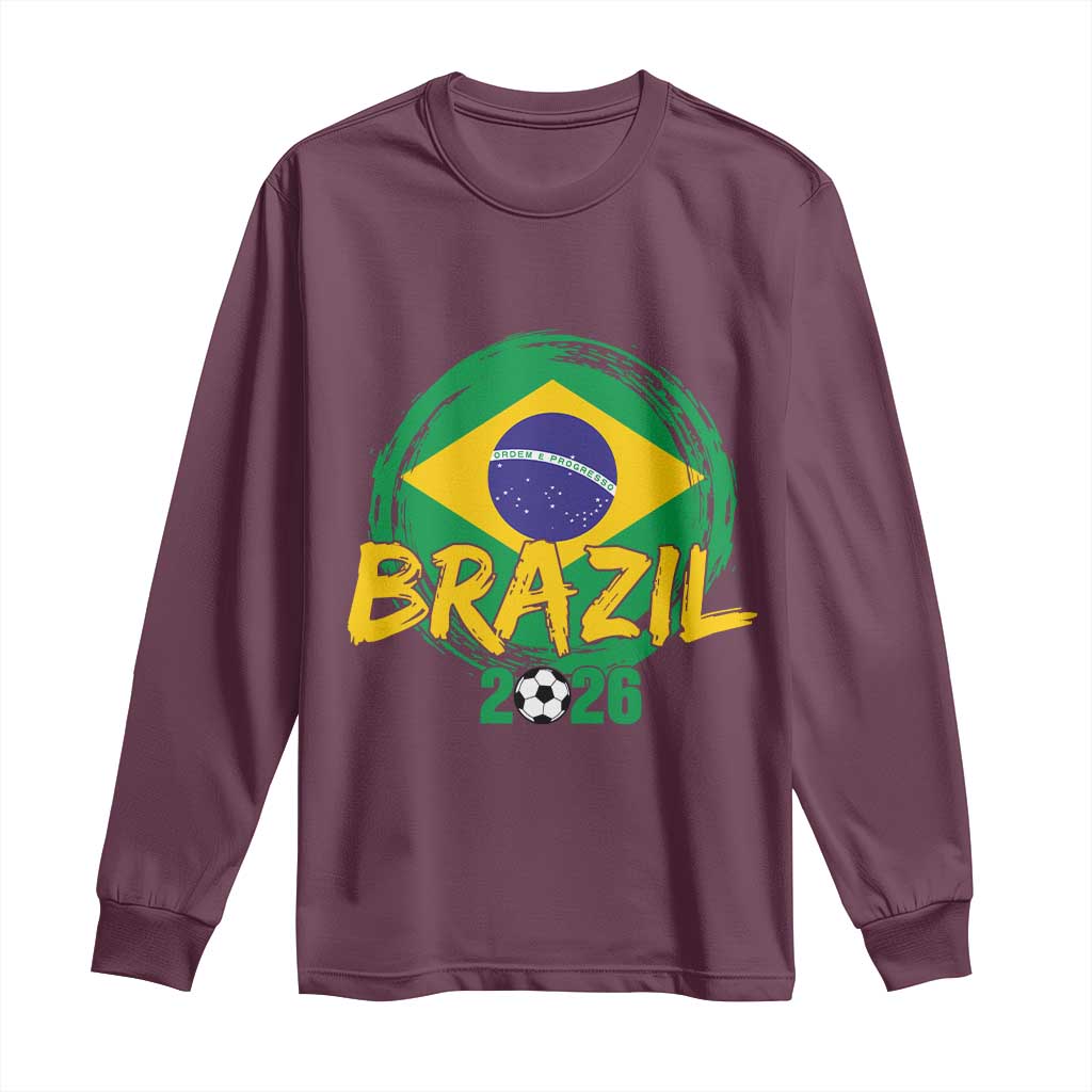 Brazil Soccer Fan Brasil Flag Long Sleeve Shirt Brazilian Football Game Day Supporter TS14 Maroon Print Your Wear